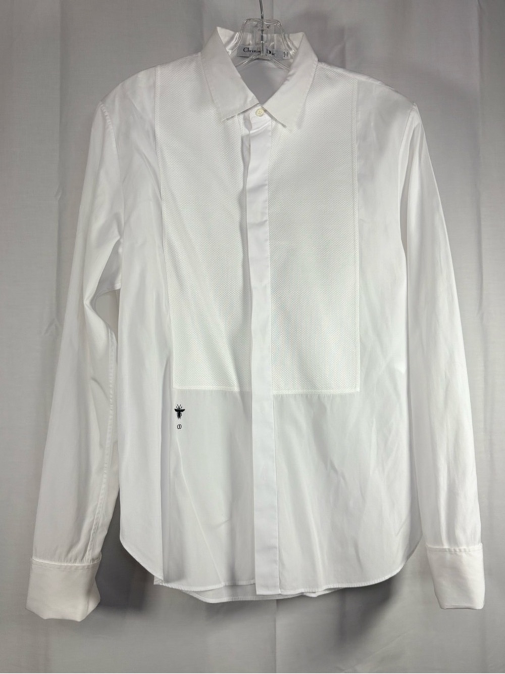 EUC CHRISTIAN DIOR Womens White Cotton Tuxedo Style Shirt Size 8